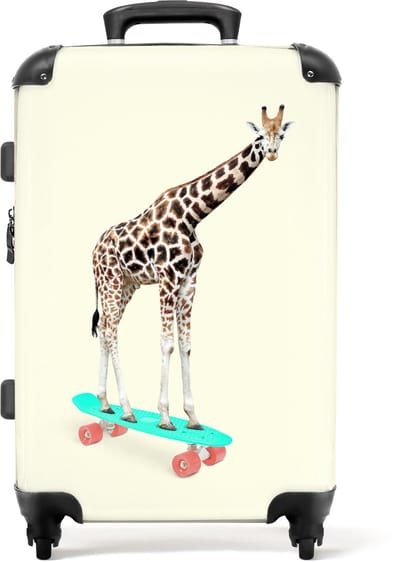 NoBoringSuitcases.com - Grote koffer - Kinderkoffer giraffe geschikt voor jongens en meisjes - Reiskoffer met 4 wielen met slot - Trolley op wieltjes 72 liter - Rolkoffer groot kinderen - Ruimbagage valies 20kg - Suitcase large - Bagagekoffer medium