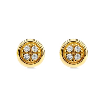 Miore Pure Oorbellen Dames - 9 Karaat - Kleur Geelgoud - Met Diamanten - Knopjes - 4.5 mm