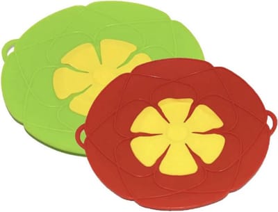 Siliconen kookbloem - anti-overkookdeksel - overkookbescherming anti-spatdeksel - hittebestendig 2 stuks ( Groen - Rood )