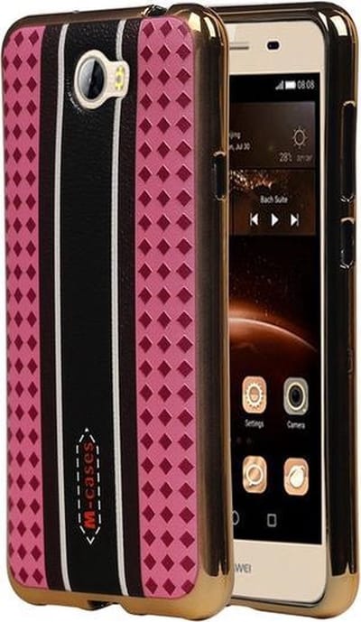 M-Cases Roze Ruit Design TPU back case cover hoesje voor Huawei Y5 II / Y6 II Compact