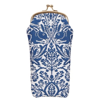 Brillenhouder Brillenkoker Brillenetui Gobelinstof – William Morris Brother Rabbit – Wit Blauw – Voor Leesbril en Zonnebril