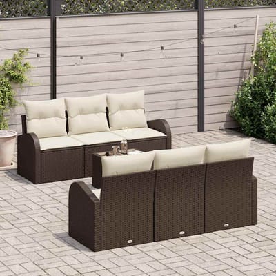 vidaXL - Tuinbank - Set - 7 - st - Bruin - poly - rattan