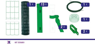 KIT 110 tuindraad +palen +accessoires, lengte 25m, hoogte 102cm, kleur groen RAL6005