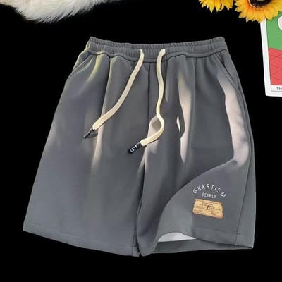 Retro Casual Sweatpants Shorts Heren Zomer Los en Veelzijdig Tiener Mode Sport Vijfpuntsbroek 3XL gray