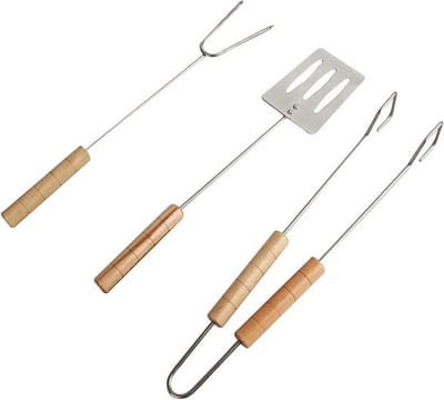 Zwart Handvat -Barbecue-gereedschapsset, barbecue-bestekset Roestvrij staal Barbecue-apparaataccessoires Barbecue-apparaat Vork Tang Camping keuken Barbecue-set - 3PCS
