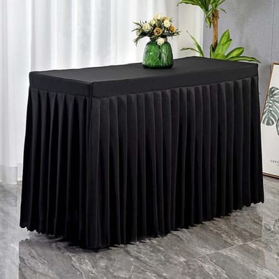 Nappe rectangulaire Conférence Exposition Couverture de table solide Jupe de table élégante pour mariage Banquet Fête Décoration de bureau 160x40x75cm noir