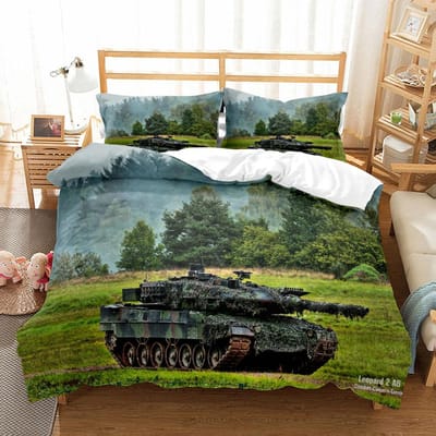 Militaire Tanks Dekbedovertrek Set King Queen Double Full Twin Single Maat Jongens Beddengoed Set AU Single(140x210cm)