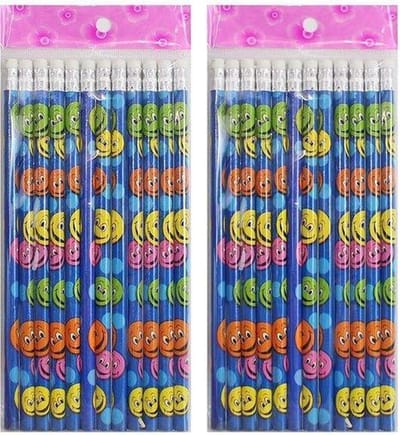 Smiley Potlood met Gum | Potloden 24 stuks