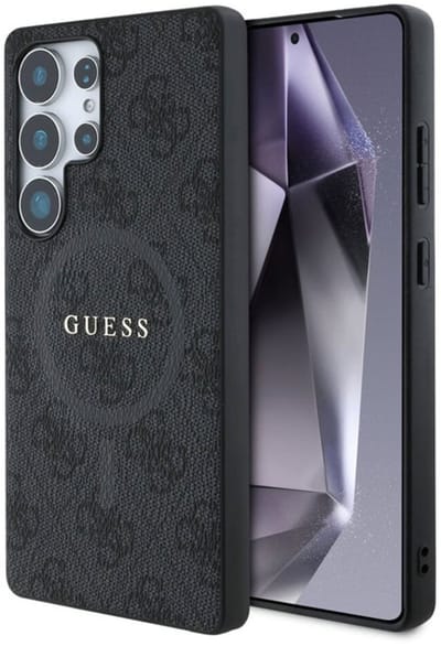 Guess PU Leer 4G Logo geschikt voor Samsung Galaxy S25 Ultra - Geschikt voor MagSafe - Grijs