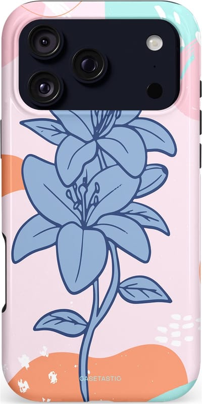 Casetastic hoesje geschikt voor Apple iPhone 17 Pro Max - MagSafe - Dubbellaagse bescherming - Roze Paarse Lelie Bloemen - Fashion Case - Perzik Mintgroen Blauw