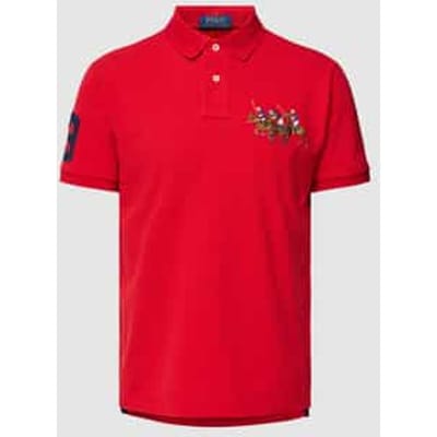 Custom slim fit poloshirt met motiefstitching