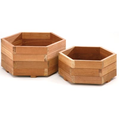 Intergard Bloembak plantenbak zeskant bangkirai hardhout 55cm