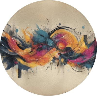 WC mat rond 70x70 cm - Antislip - Explosie - Kleurrijk - Vormen - Abstract - Toiletmat - Vloermat - Douchemat - Toilet tapijt - Toiletmatten
