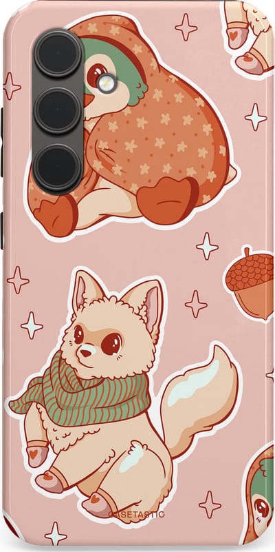 Casetastic hoesje geschikt voor Samsung Galaxy S24 - Dubbellaagse bescherming - Winter avontuur - Fashion Case - Perzik Zand Lichtgrijs
