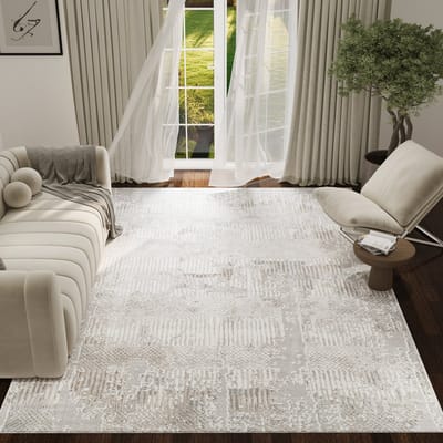 TAPISO Trend Tapijt Kortpolig - Modern Tapijt Hoge Kwaliteit - Elegant Woonkamer Tapijt in Grijs Beige - Strepen Blurred - Easy-Care Tapijt - OEKO-TEX 80x150