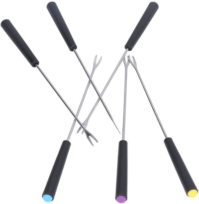 Dailygoods- Fondue Vorken 6 Stuks - Roestvrij Staal - Lange Vorken - Antislip Grip - Voor Chocolade/Cake/Fruit - Roestbestendig - Fondueprikkers