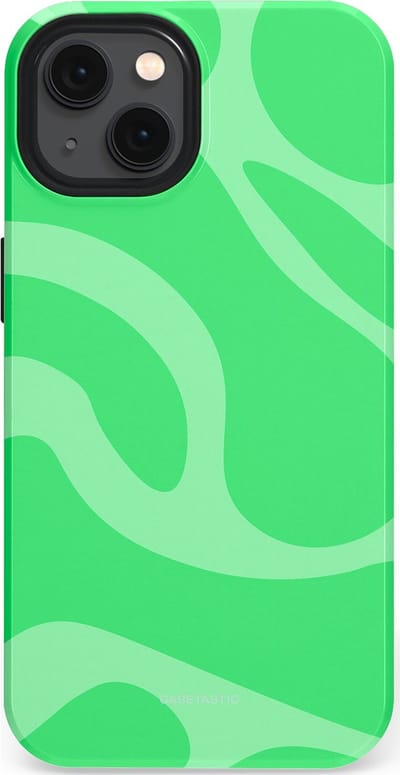 Casetastic hoesje geschikt voor Apple iPhone 13 - MagSafe - Dubbellaagse bescherming - Limoen Groene Vloeiende Golven - Fashion Case - Groen