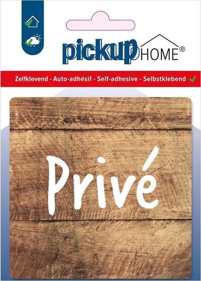 Pickup Privé hout - 90x90 mm Pictogram Route Acryl