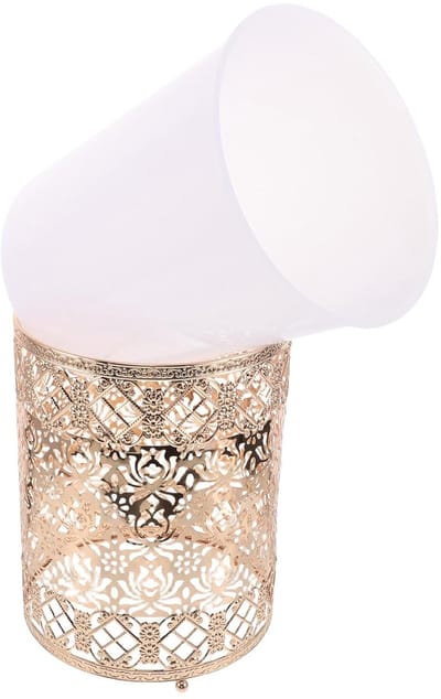 Prullenbak Rond - Afvalbakje Stijlvol - Huishoudelijk Design - Licht Luxe Smeedijzer - 26x20x20 Centimeter - Gouden