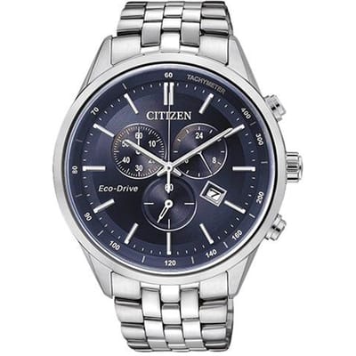 CITIZEN Eco-Drive Serie Eco-Drive Stalen Band Foto-Kracht Kwarts Stalen Band Herenhorloge Blauwe Wijzerplaat AT2141-52L blauw
