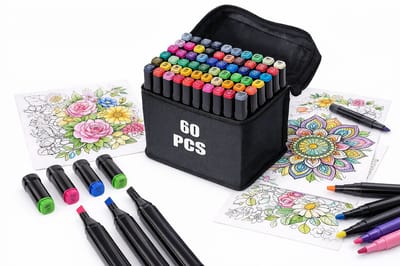 Alcohol Markers 60 Stuks - Stiften - Twinmarkers - Dubbelzijdige Tekenset met Schoudertas - Hobby & Professionele Set - Kleuren voor kinderen en volwassenen - Multicolor
