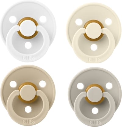 Bibs fopspeen 0-6 maand Set 4 stuks White, Ivory, Vanilla en Sand Maat 1