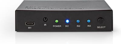 Nedis HDMI-Switch - 3 poort(en) - 1x USB-C / 2x HDMI Input - 1x HDMI Output - 4K@60Hz - 18 Gbps - Metaal - Antraciet