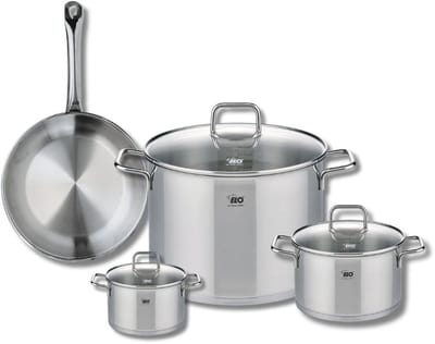Set van 1 Koekenpan 24 cm en 3 kookpotten 12, 16 en 26 cm Elo Profi Citrin