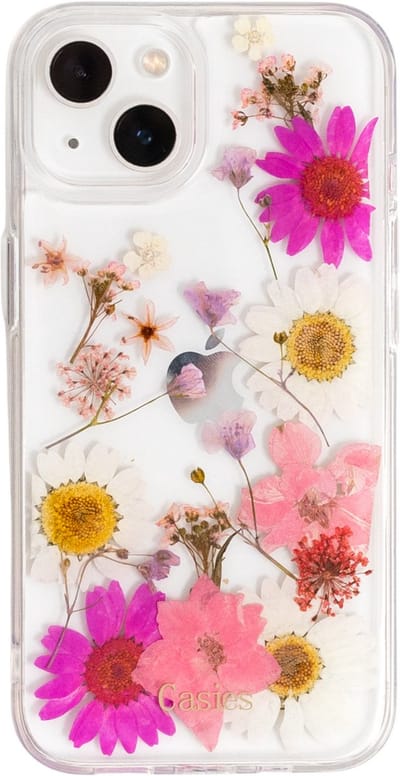 Casies droogbloemen hoesje geschikt voor Apple iPhone 17 - gedroogde bloemen telefoonhoesje - Dried Flower Soft Case TPU - Transparant