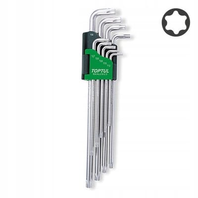 TOPTUL Torx inbussleutelset extra lang T10-T50 (9-delig)