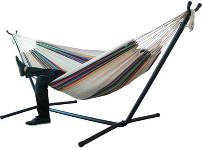 Katoenen Hangmat - Schommelstoel Bed - Buiten Ontspannen - Dik Canvas - 200 x 150 cm - Zwart