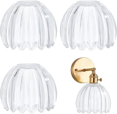 3 stuks 108,5 x 130 mm helder glas tulpen lampenkap, vervangende kap voor hanglampen en plafondverlichting