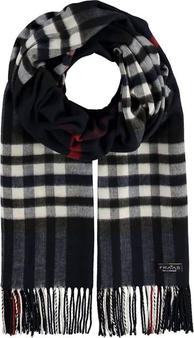 FRAAS Sjaal Cashmink® Scarf with FRAAS Plaid Blue Blauw Veelkleurig