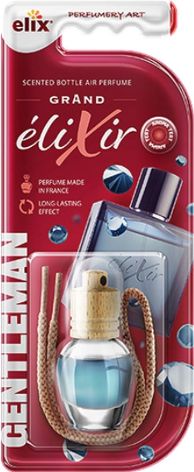 Elix - Auto Luchtverfrisser - Autoparfum - Houten Geurhanger - Interieur Parfum Auto - Luxe Air Freshener Flesje - Langdurig Effect - Geurhanger Auto & Huis - 8ml - Gentleman