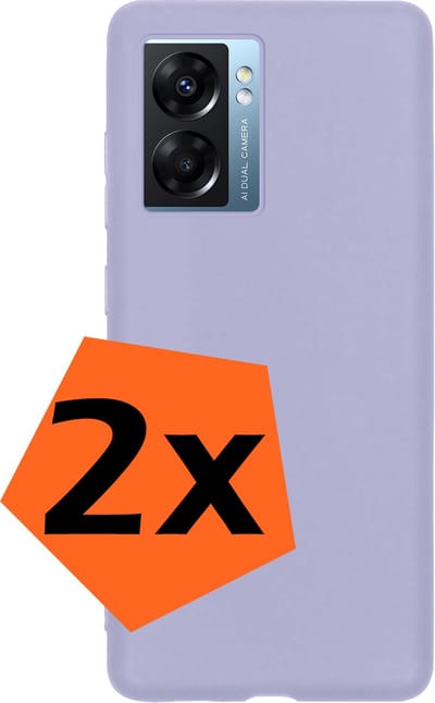 Hoes - 2 Stuks - Geschikt voor OPPO A77 - Sterk & Shockproof - Case Siliconen - Back Cover - Telefoon Hoes - Lila