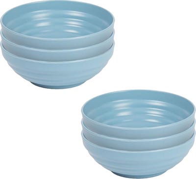 Plasticforte Kommetjes/schaaltjes - 6x - Dessert/ontbijt - Kunststof - D13 cm - ijsblauw