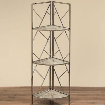 Rek - Hoek - Zilver - Hout - 113 cm
