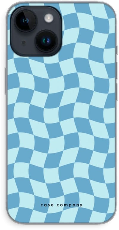 Case Company® - Hoesje geschikt voor iPhone 14 hoesje - Grid Blauw - Soft Cover Telefoonhoesje - Bescherming aan alle Kanten en Schermrand