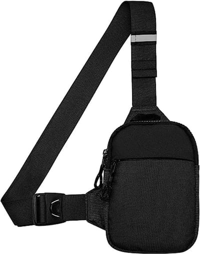 Wishdor Zwarte Mini Schoudertas – Verstelbaar, Waterdicht, Multifunctioneel als Crossbody of Borsttas, Ideaal voor Dagelijks Gebruik