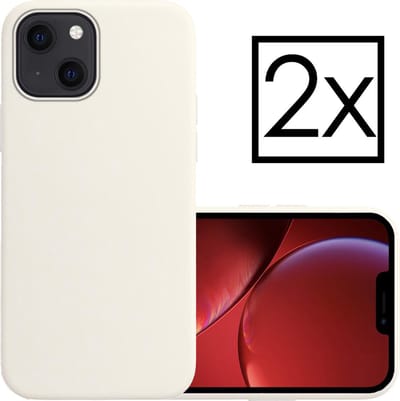 Hoesje - 2 Stuks - Geschikt voor Apple iPhone 13 Mini - Sterk & Shockproof - Case Siliconen - Back Cover - Telefoon Hoes - Wit