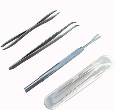 Tekenverwijderaar Set - Tekenpincet Kit - Huisdier Zorg - Roestvrij Staal - 14 cm - Zilver