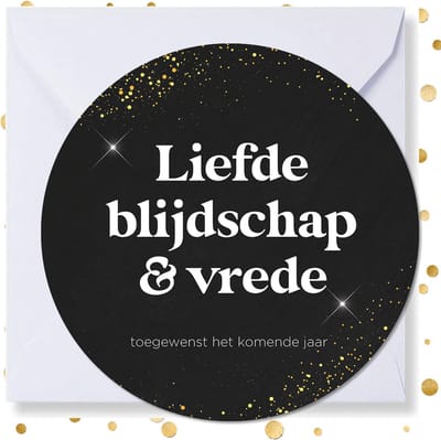 Kerstkaart rond 'Liefde blijdschap & vrede' - 10 stuks - met enveloppen - kerstkaarten