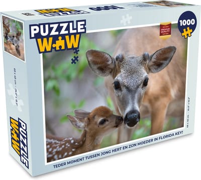 Puzzel Teder moment tussen jong hert en zijn moeder in Florida Keys - Legpuzzel - Puzzel 1000 stukjes volwassenen