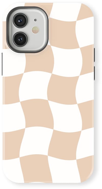 Checkered Warp Hoesje geschikt voor iPhone 12 | Geschikt Voor Mag | Uniek Design Hoesje | Beschermhoes geschikt voor iPhone 12 Linen Grid