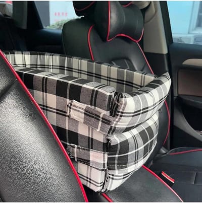 Autostoel Huisdieren - Hondenmand Auto - Veilig Reizen - Antislip Bodem - 42x20x22 cm - Zwart Wit