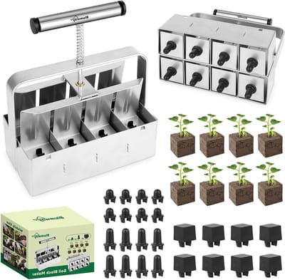 Verbeterde Handmatige Vloerblokker, 8,5 cm Quad Blokkers met 3 Soorten Zaadstangen, Tuinplant Gereedschap voor Transplantatie en Kassen
