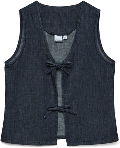 VERO MODA - VMHALANA SS BOW DENIM VEST TOP SI353 - Dames - Blouses
