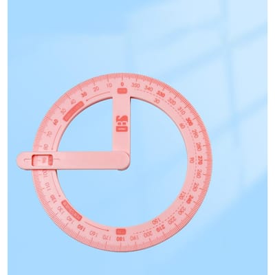 1PC Rapporteur d'activité à 360 degrés Lecteur d'angle pour étudiant Aides pédagogiques Papeterie de dessin à angle droit et aigu rose