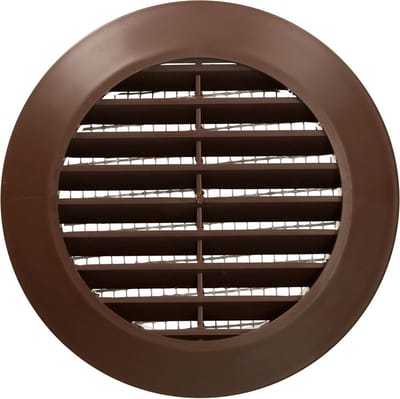 Ventilatierooster Rond - Afvoerrooster Muur - Luchtcirculatie Kamer - Met Insectenhor - Diameter 70 mm - Bruin