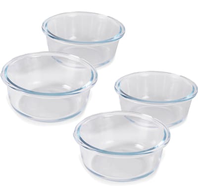 HGMD Ovenschalen Set - 4 Stuks - 370ML - Glas - Rond - Ovenschaaltjes 1 persoon - Ovenschaaltjes klein - Vaatwasserbestendig